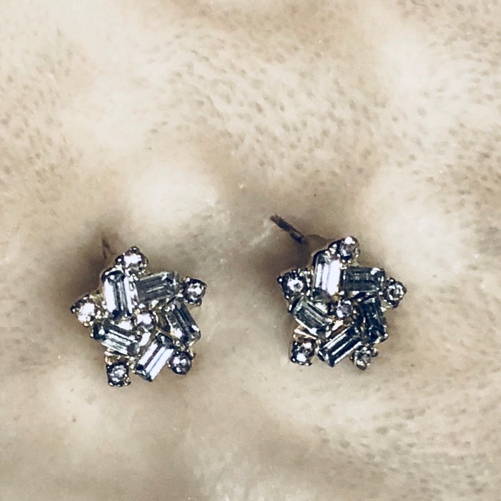 Cut glass diamond look earrings